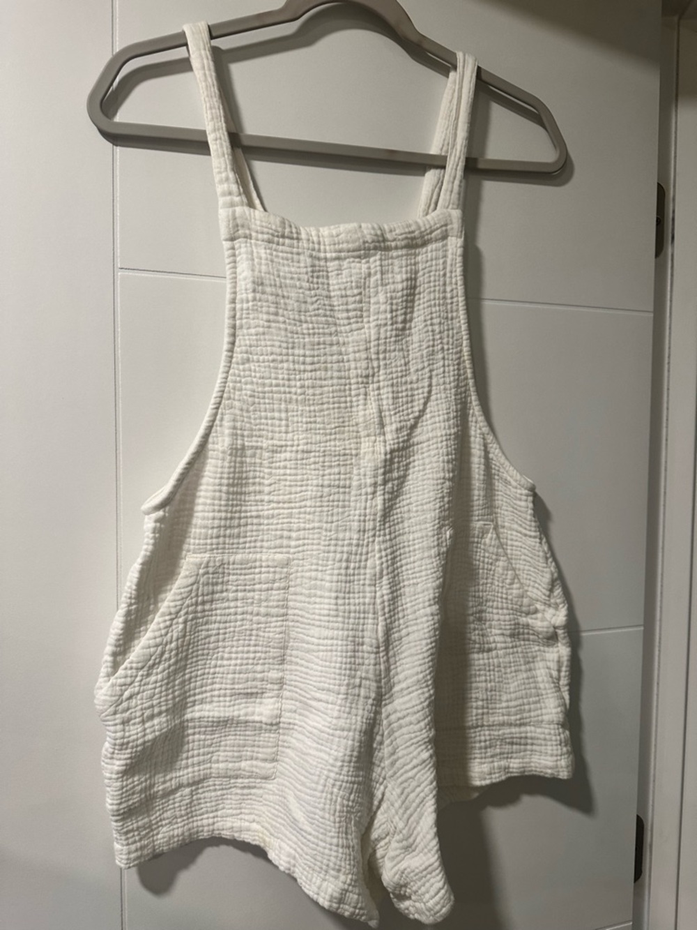 Billabong White Cotton Gauze Tank Romper